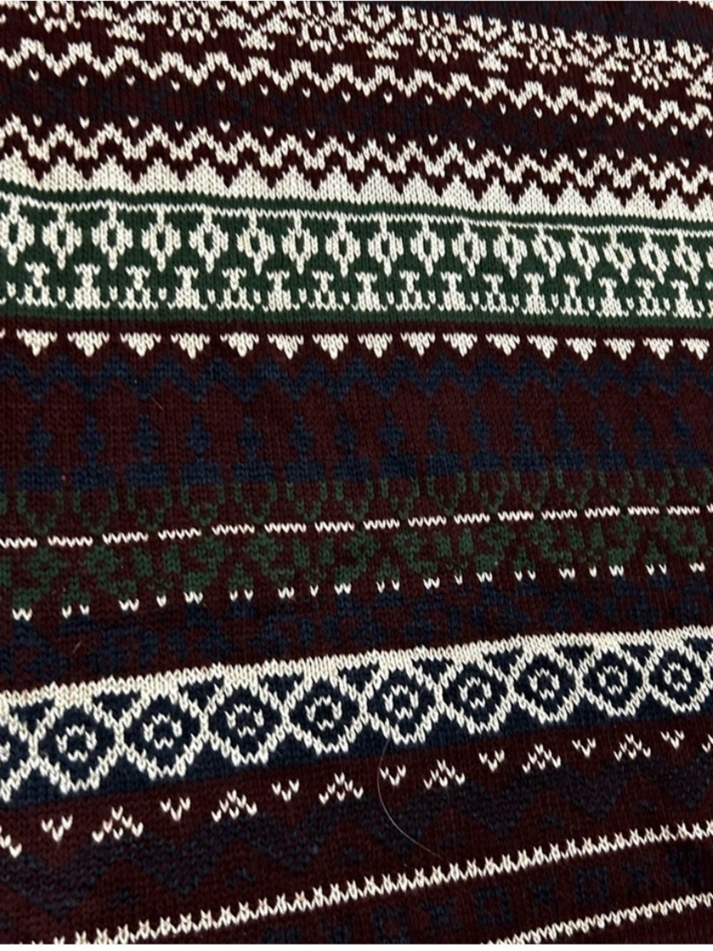 Fair Isle Turtleneck Sweater Maroon Burgundy Vintage Style Nordic Winter S/M - Picture 9 of 9